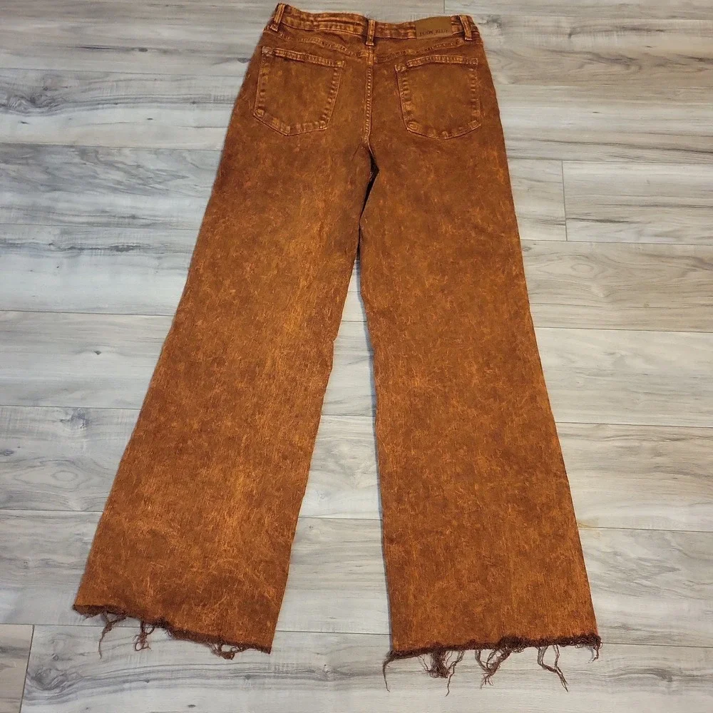 Judy Blue Jeans Womens 13/31 Rust Color Dryed Wash Raw Hem Wide Leg